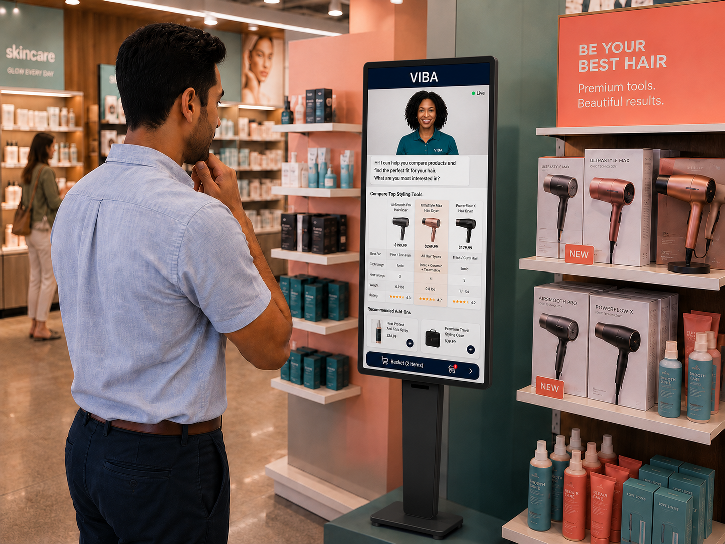 End-cap kiosk placement