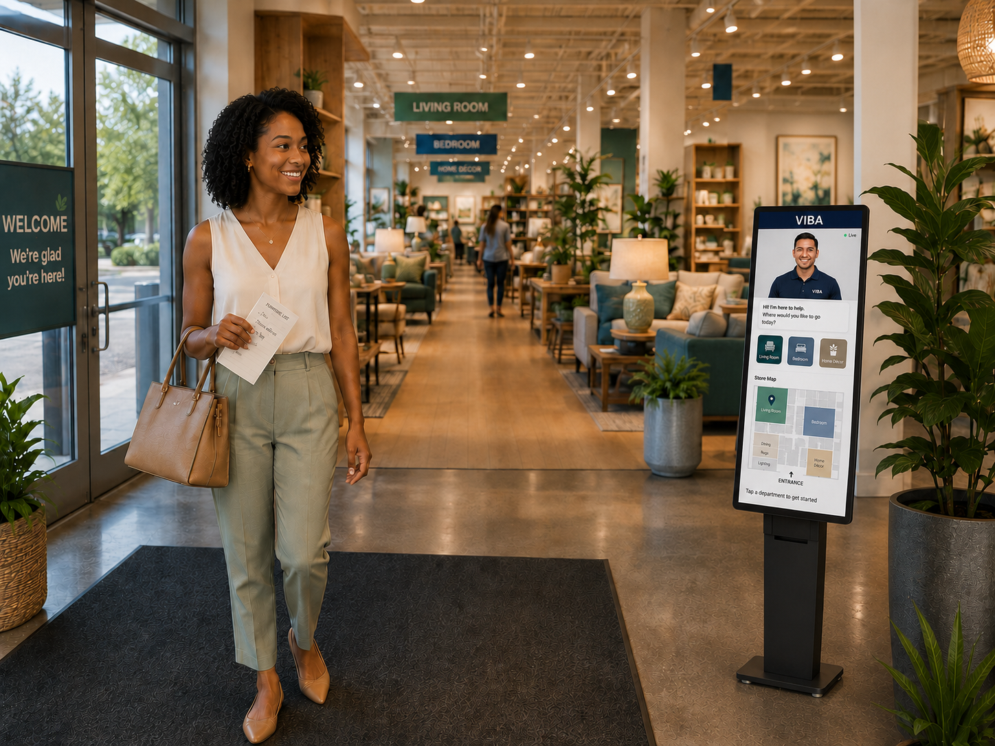 Front-of-store greeter placement