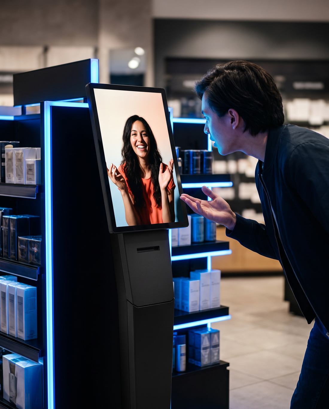 Beat one: a shopper asks and VIBA answers from the Elo kiosk screen