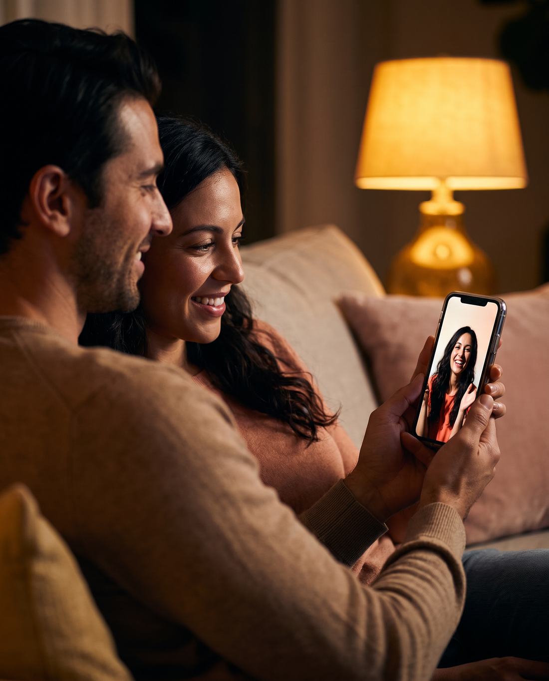 Beat three: a couple at home finishing the purchase with VIBA on their phone