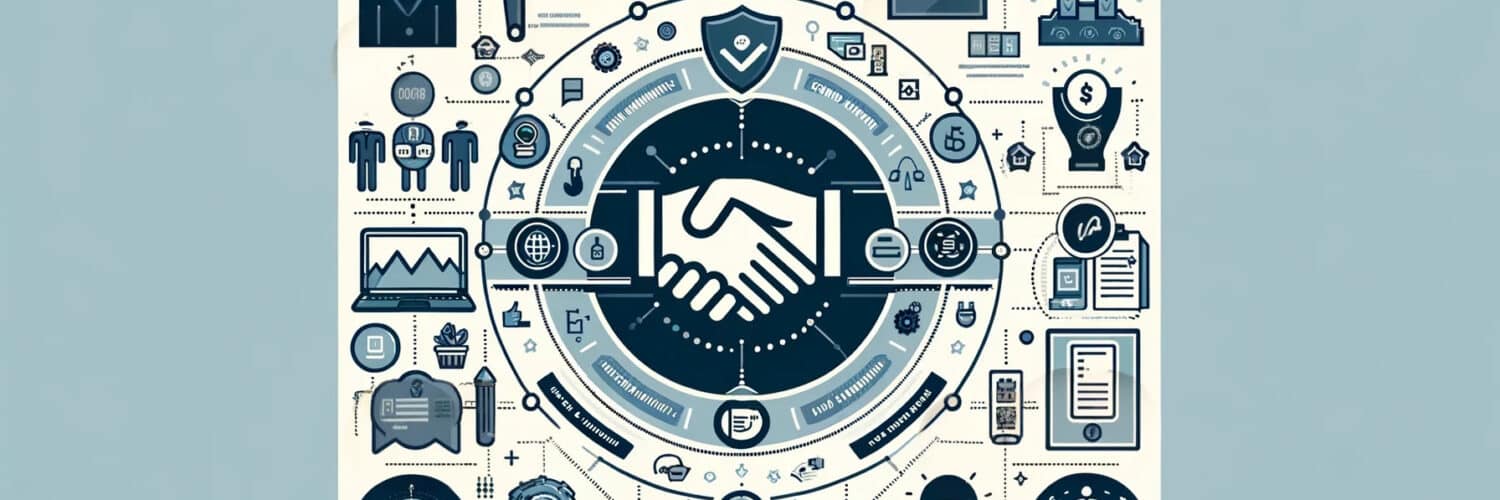 The infographic visually represents the key themes of leveraging brand ambassadors in retail. It includes icons of a handshake symbolizing trust, a megaphone for communication, and a light bulb representing innovation. The design is clean and modern, using a corporate color scheme of blues and grays, with no text or letters, focusing solely on visual symbolism.