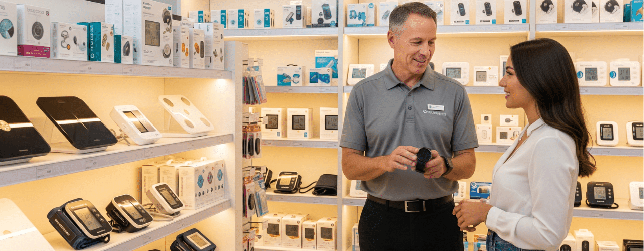 A team of retail workers in plain grey polo shirts meticulously stocking and organizing products in a wide, brightly lit supermarket aisle, demonstrating a coordinated merchandising effort.