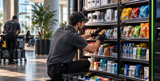 T-ROC field specialist performing a retail store reset by organizing and merchandising products on store shelves.