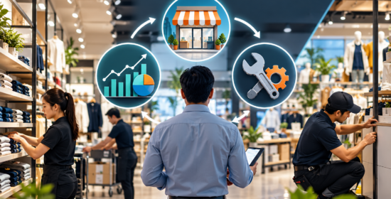 Retail store operations in action, showing teams managing merchandising, inventory, performance measurement and maintenance to improve store execution and operational efficiency.